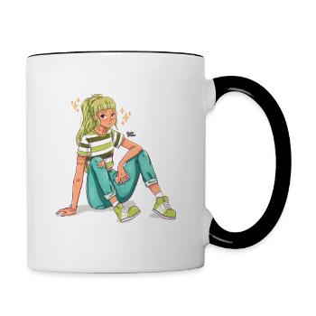 Fille verte - Mug contrasté - blanc/noir - Droite