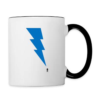 Gewitter - Blitz - Blitzschlag - Strichmännchen 10 - Tasse zweifarbig - Weiß/Schwarz - Rechts