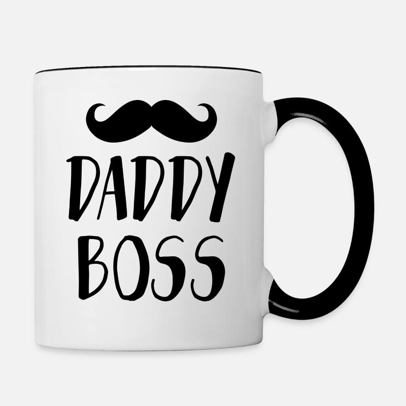 T-Shirt Daddy Boss Beard Mustache Gift Iddee - Contrasting Mug - white/black