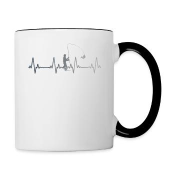 Fischer-Herzschlag - Tasse zweifarbig - Weiß/Schwarz - Rechts