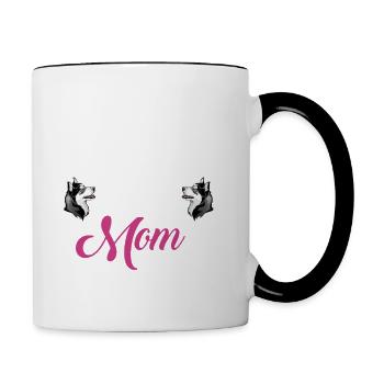 Husky Mom - Mug contrasté - blanc/noir - Droite