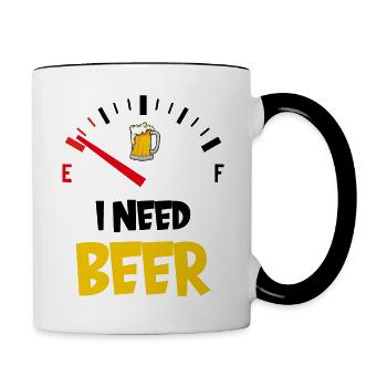 I NEED BEER BIER SAUFEN STAMMTISCH - Tasse zweifarbig - Weiß/Schwarz - Rechts