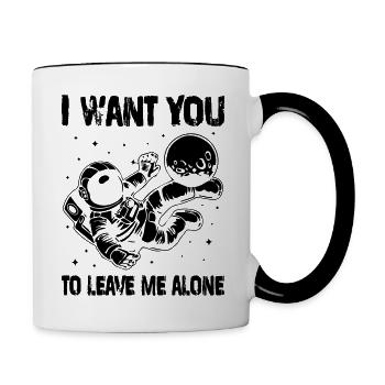 je veux que tu me laisses seul - Mug contrasté - blanc/noir - Droite