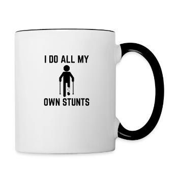 I Do All My Own Stunts - Get Well Gift Funny - Contrasting Mug - white/black - Right
