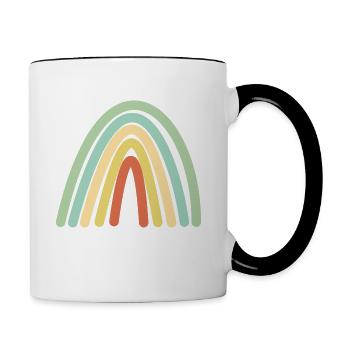 Boho rainbow retro gift idea - Contrasting Mug - white/black - Right