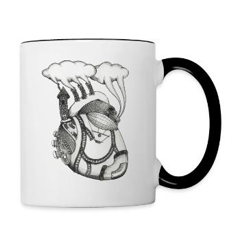 Steampunk heart - Contrasting Mug - white/black - Right
