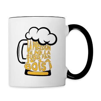 La pression je ne la subis pas je la bois - Mug contrasté - blanc/noir - Droite