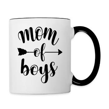 Mama Sohn Mutter Söhne beste Mom of boys Muttertag - Tasse zweifarbig - Weiß/Schwarz - Rechts
