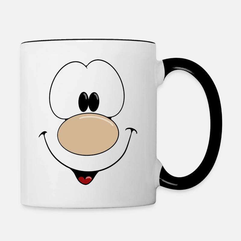 Funny comic cartoon face - Contrasting Mug - white/black