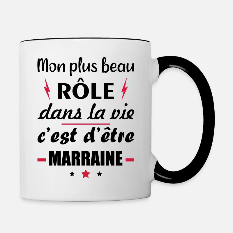 Mon plus beau rôle marraine, idée cadeau marraine - Mug contrasté - blanc/noir
