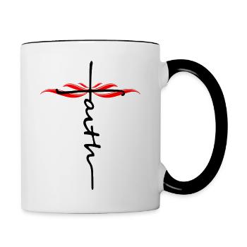 Faith Cross - Christian Clothing - Contrasting Mug - white/black - Right