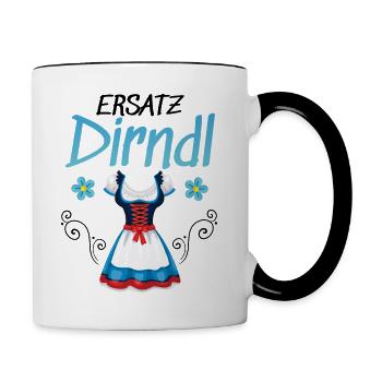 Dirndl Ersatz - Tasse zweifarbig - Weiß/Schwarz - Rechts
