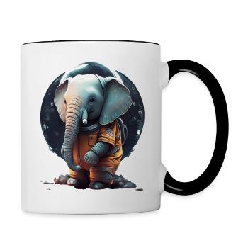 Süßer Elefant als Astronaut - Tasse zweifarbig - Weiß/Schwarz - Rechts