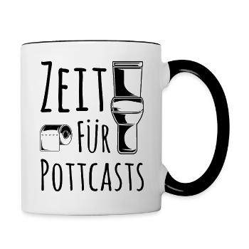 Zeit für Pottcasts Podcast auf Toilette Tür - Tasse zweifarbig - Weiß/Schwarz - Rechts