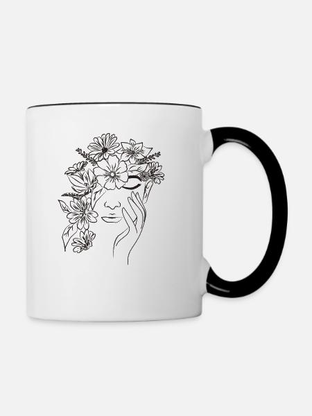 Face Flowers - Contrasting Mug - white/black