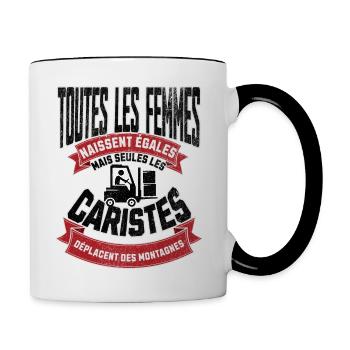 Seules les caristes déplacent des montagnes - Mug contrasté - blanc/noir - Droite