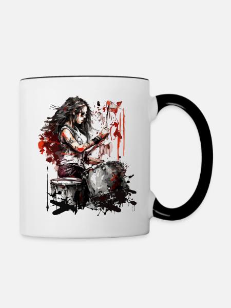 Coole Schlagzeugerin - Tasse zweifarbig - Weiß/Schwarz