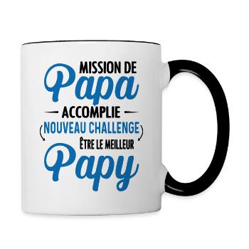 Mission de papa accomplie être le meilleur papy - Mug contrasté - blanc/noir - Droite