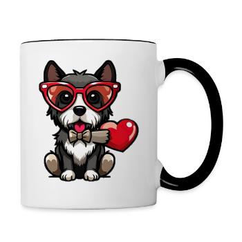 Love dog with a heart - Contrasting Mug - white/black - Right