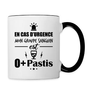 Mon groupe sanguin est O+Pastis, idée cadeau - Mug contrasté - blanc/noir - Droite