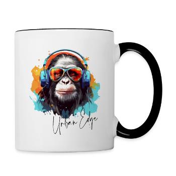 Urban Edge - Crazy Monkey - Tasse zweifarbig - Weiß/Schwarz - Rechts