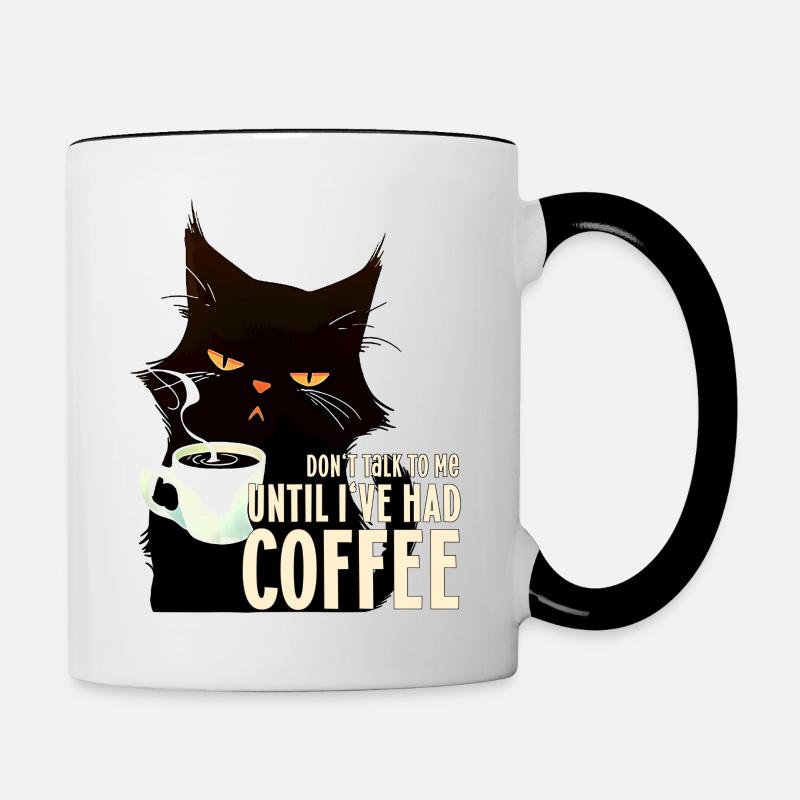 Ne me parle pas avant d’avoir pris un café Cat Fun - Mug contrasté - blanc/noir
