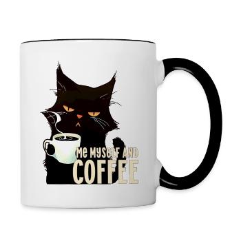 Me myself and coffee black cat Katze Kaffee - Contrasting Mug - white/black - Right