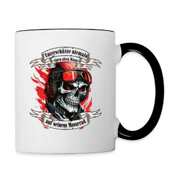 Alter Mann Motorrad Motorradfahrer Biker - Tasse zweifarbig - Weiß/Schwarz - Rechts
