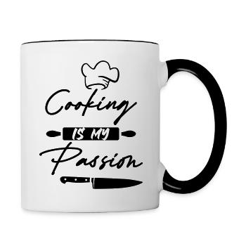 Cooking is My Passion Chef - Tasse zweifarbig - Weiß/Schwarz - Rechts