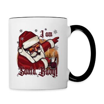 Weihnachten Dabbing Santa Claus mit Punsch - Tasse zweifarbig - Weiß/Schwarz - Rechts