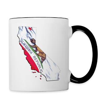 Californie (États-Unis) | Drapeau réel | Carte du drapeau - Mug contrasté - blanc/noir - Droite