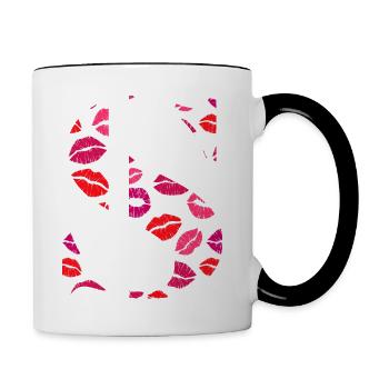 Lettre s bisous - Mug contrasté - blanc/noir - Droite