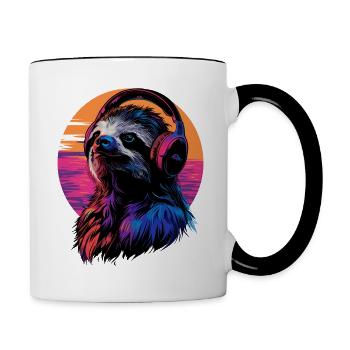 Sloth Music - CASQUE DE MUSIQUE PARESSEUX - Mug contrasté - blanc/noir - Droite
