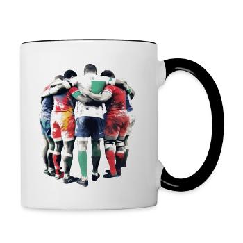 Rubgy-Spieler - Tasse zweifarbig - Weiß/Schwarz - Rechts