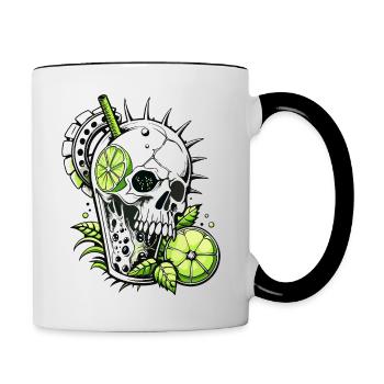 Mojito Cocktail Skull Totenkopf Caipirinha FS0162 - Contrasting Mug - white/black - Right