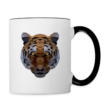 Tiger Polygon - Tasse zweifarbig - Weiß/Schwarz - Rechts