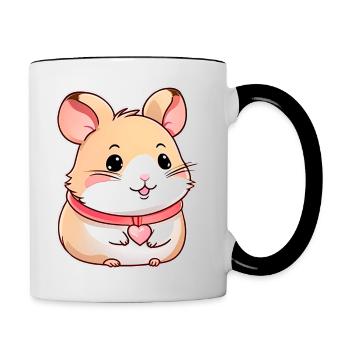 Hamster mignon avec des coeurs - Mug contrasté - blanc/noir - Droite