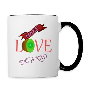 Love, Friends, Family, Partners, Happiness, Life, Healthy - Contrasting Mug - white/black - Right