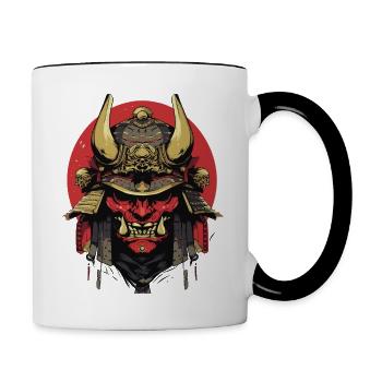 Samurai Krieger Shogun Japan - Tasse zweifarbig - Weiß/Schwarz - Rechts