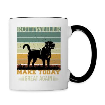 Rottweiler - Make Your Day Great - Tasse zweifarbig - Weiß/Schwarz - Rechts