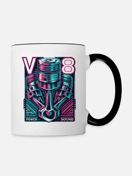 V8 - Tasse zweifarbig - Weiß/Schwarz
