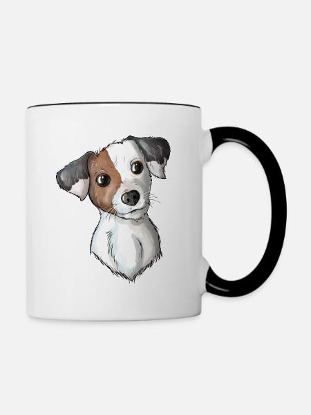 Jack Russell Pattern 8 - Tasse zweifarbig - Weiß/Schwarz
