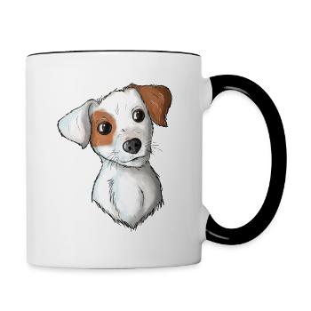 Jack Russell Pattern 7 - Tasse zweifarbig - Weiß/Schwarz - Rechts