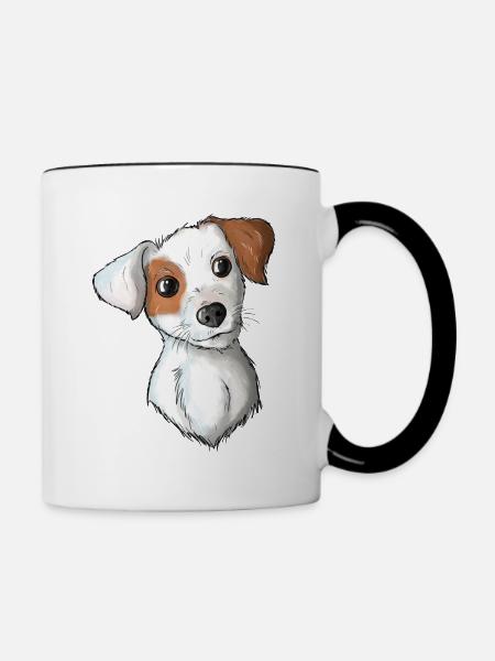 Jack Russell Pattern 7 - Tasse zweifarbig - Weiß/Schwarz
