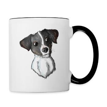Jack Russell Pattern 5 - Tasse zweifarbig - Weiß/Schwarz - Rechts