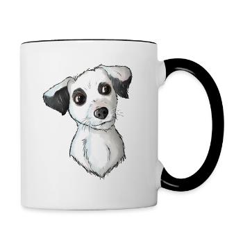 Jack Russell Pattern 6 - Tasse zweifarbig - Weiß/Schwarz - Rechts