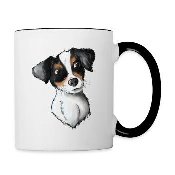 Jack Russell Pattern 3 - Tasse zweifarbig - Weiß/Schwarz - Rechts