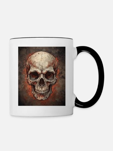 Grunge Totenkopf - Tasse zweifarbig - Weiß/Schwarz