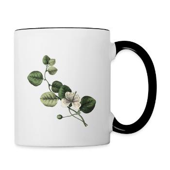 Number 6 Floral Green -6th Birthday Floral - Contrasting Mug - white/black - Right