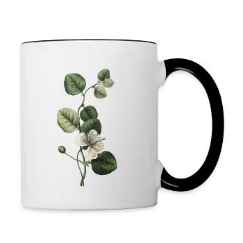 Nummer 7 Blumengrün -7. Blumengeburtstag - Tasse zweifarbig - Weiß/Schwarz - Rechts